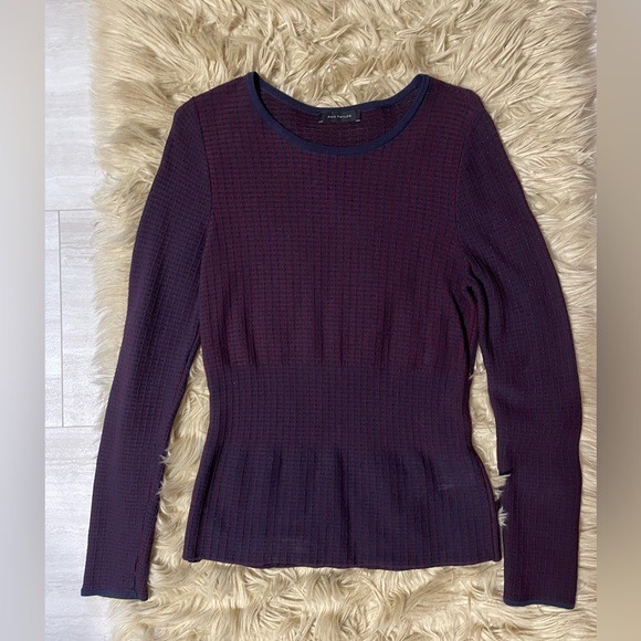 Ann Taylor Purple & Navy Stripe Waffle Style Sweater - Picture 7 of 7